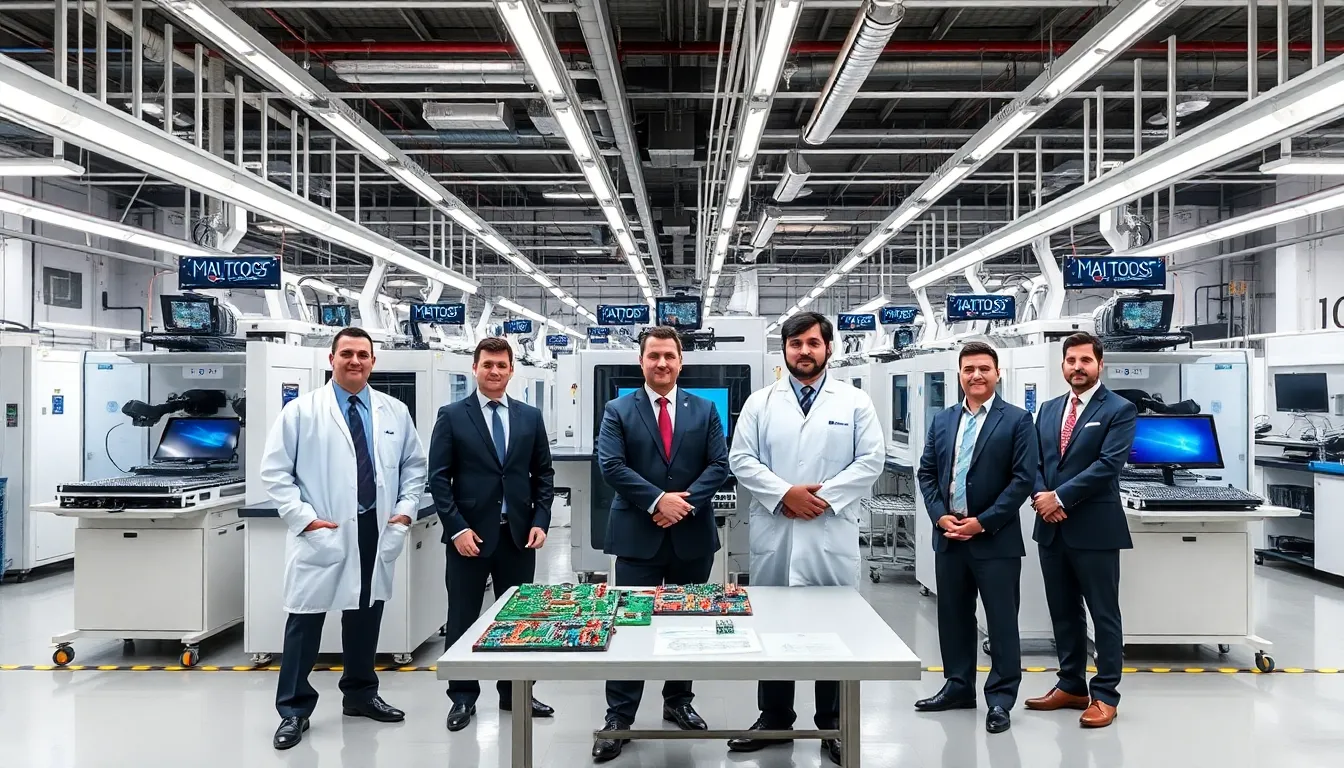 engineers and managers in a modern pcb assembly facility with automotive pcbs